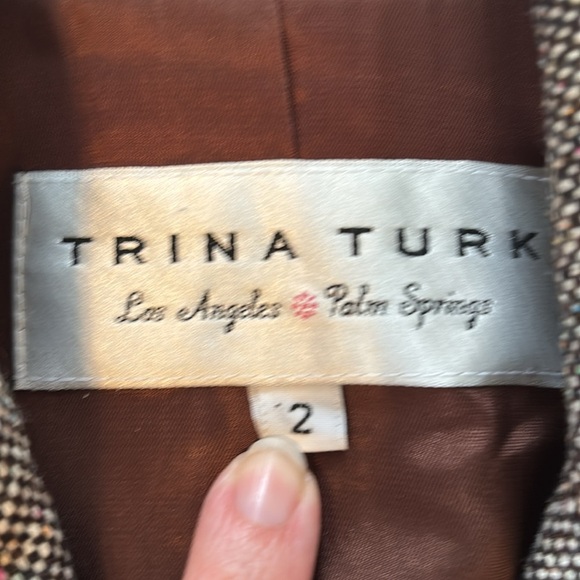 'Trina Turk' Tweed Women’s Brown Blazer - Size 2 - Picture 2 of 8